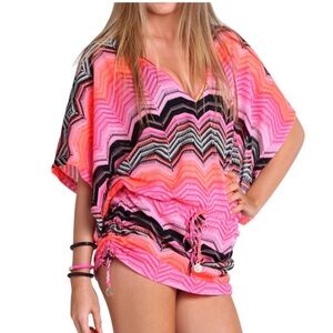 Vibrant Pink  Luli Fama Chevron Swim Cover-Up